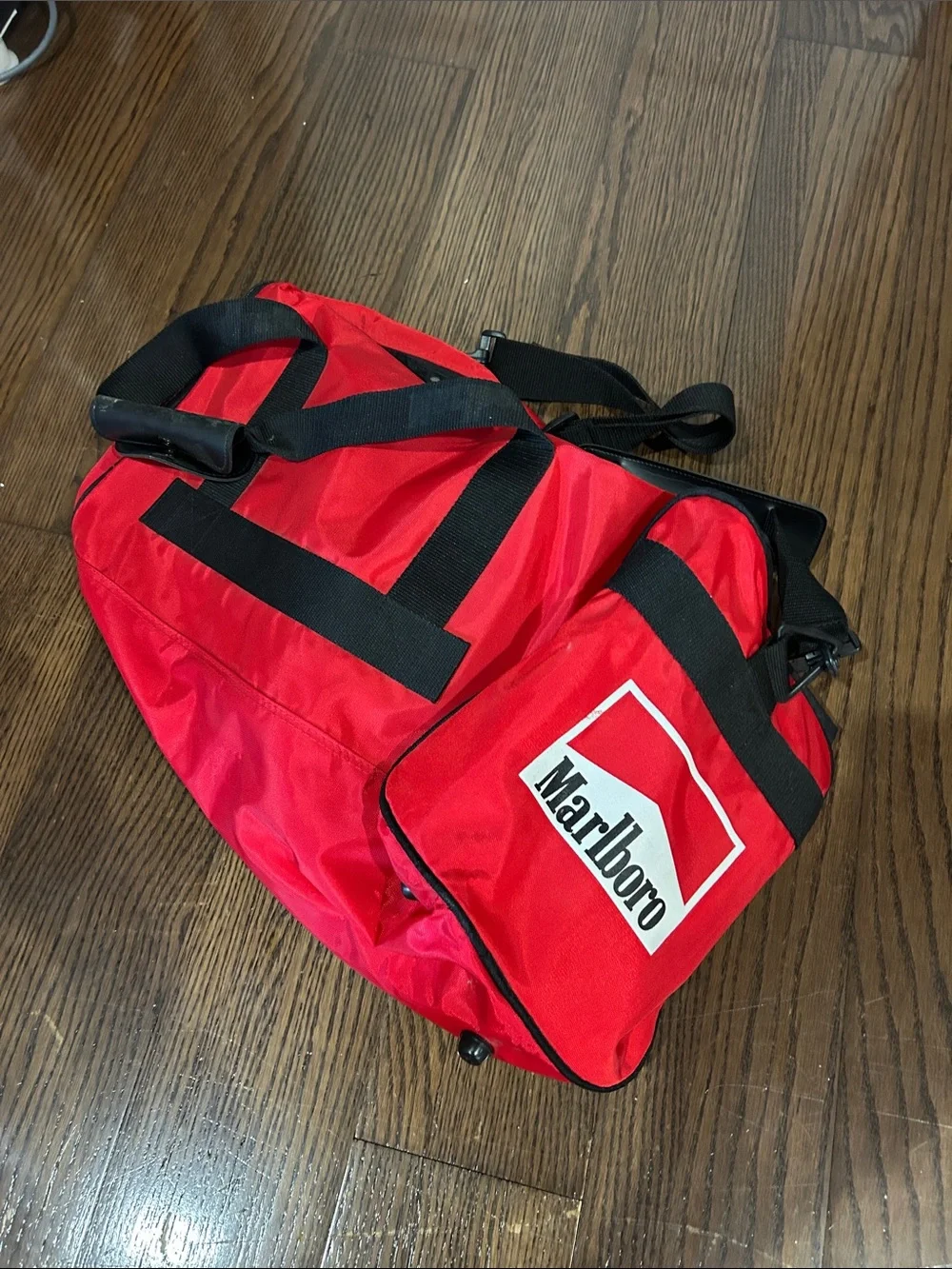 Marlboro Red Men's Duffel Bag with Black Accents logo bag